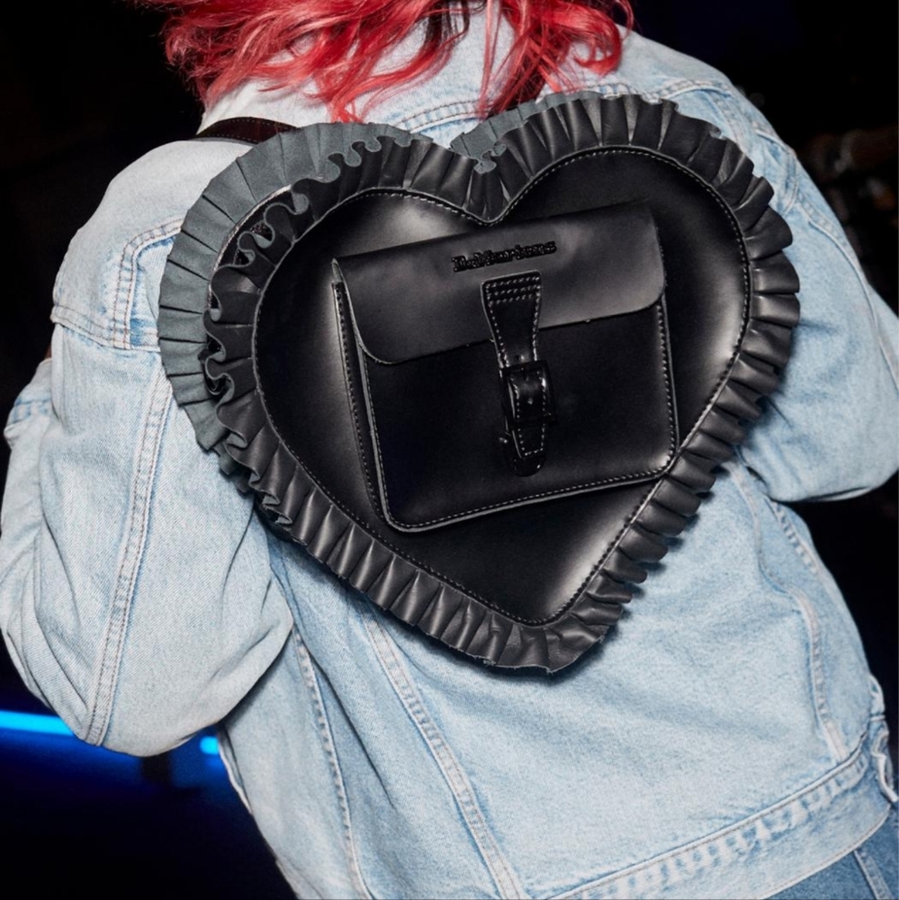 Rare Dr. Martens Heart Shaped Ruffle Leather bag